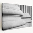 Side view of a stretched canvas featuring a greyscale architectural column design, suitable for kitchen wall art.