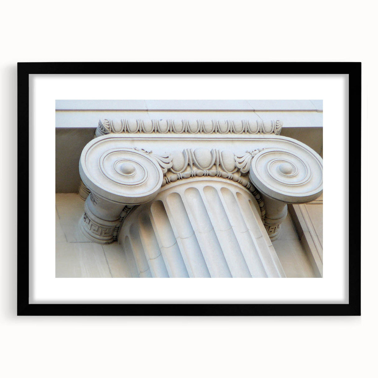 Extra large abstract art print featuring colorful, textured columns, framed in black, ideal for living room decor.