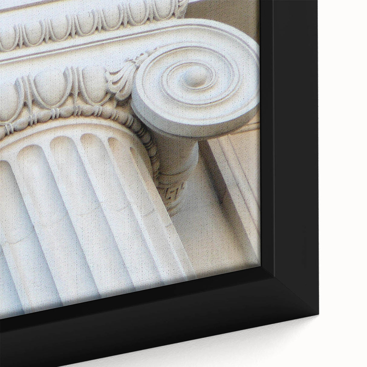 Extra large framed canvas featuring a vintage poster art design of colorful, detailed architectural columns.