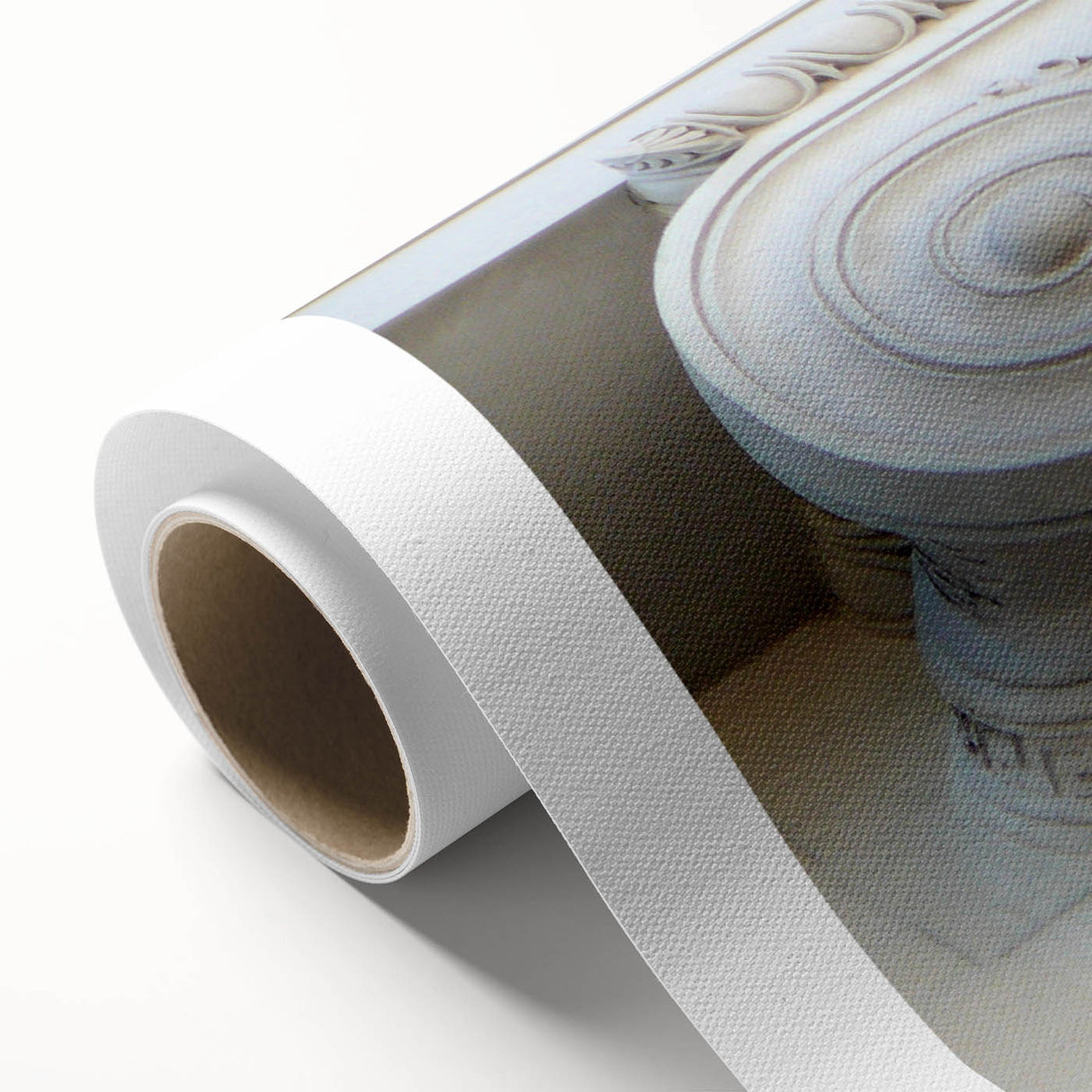 Art Deco poster featuring geometric patterns and muted gold and teal colors on rolled canvas, ideal for nursery wall art.