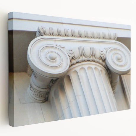 Large canvas print featuring a series of classic columns in muted earth tones, suitable for kitchen wall art.