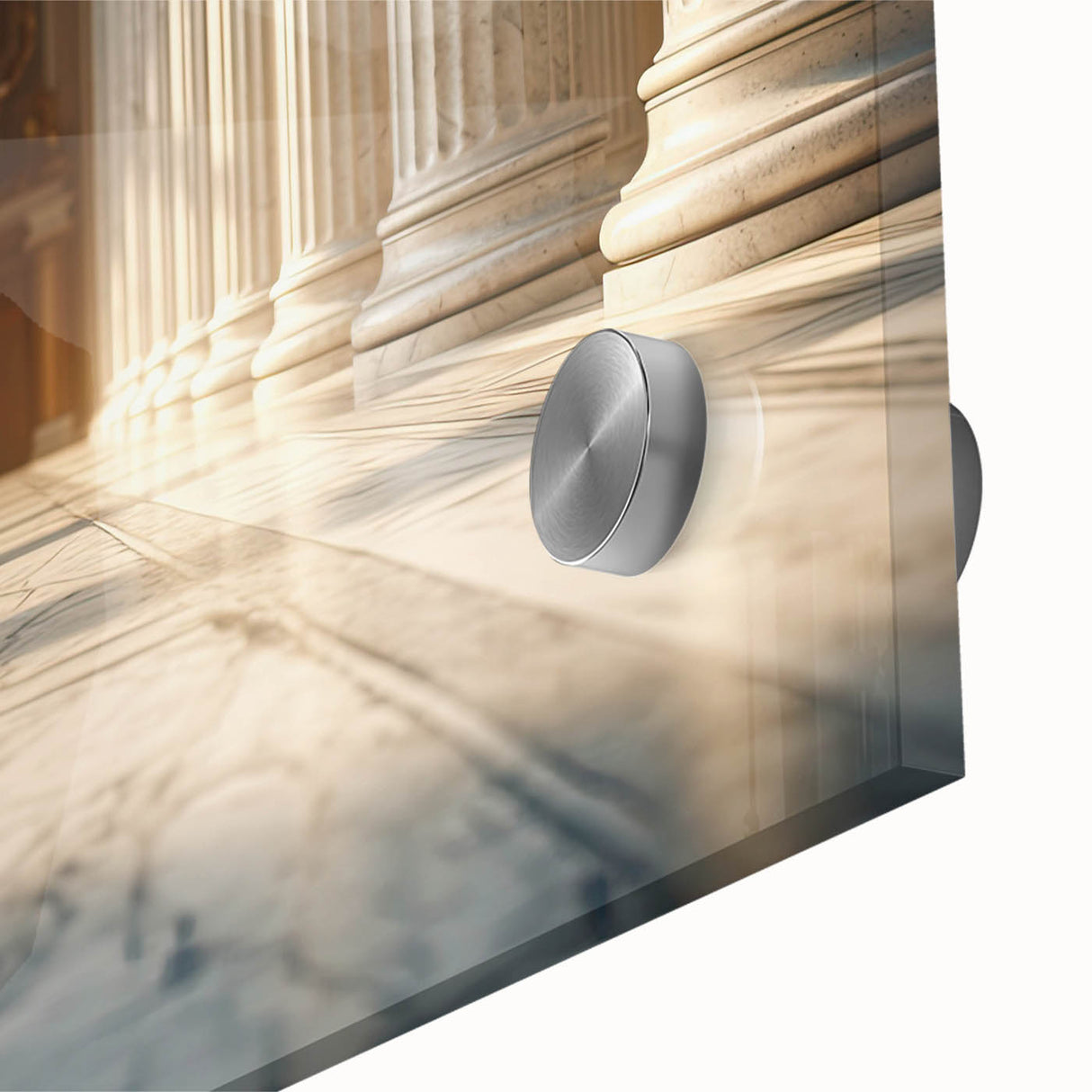 Mid-century modernist large abstract wall art featuring geometric patterns in muted earth tones on acrylic glass.