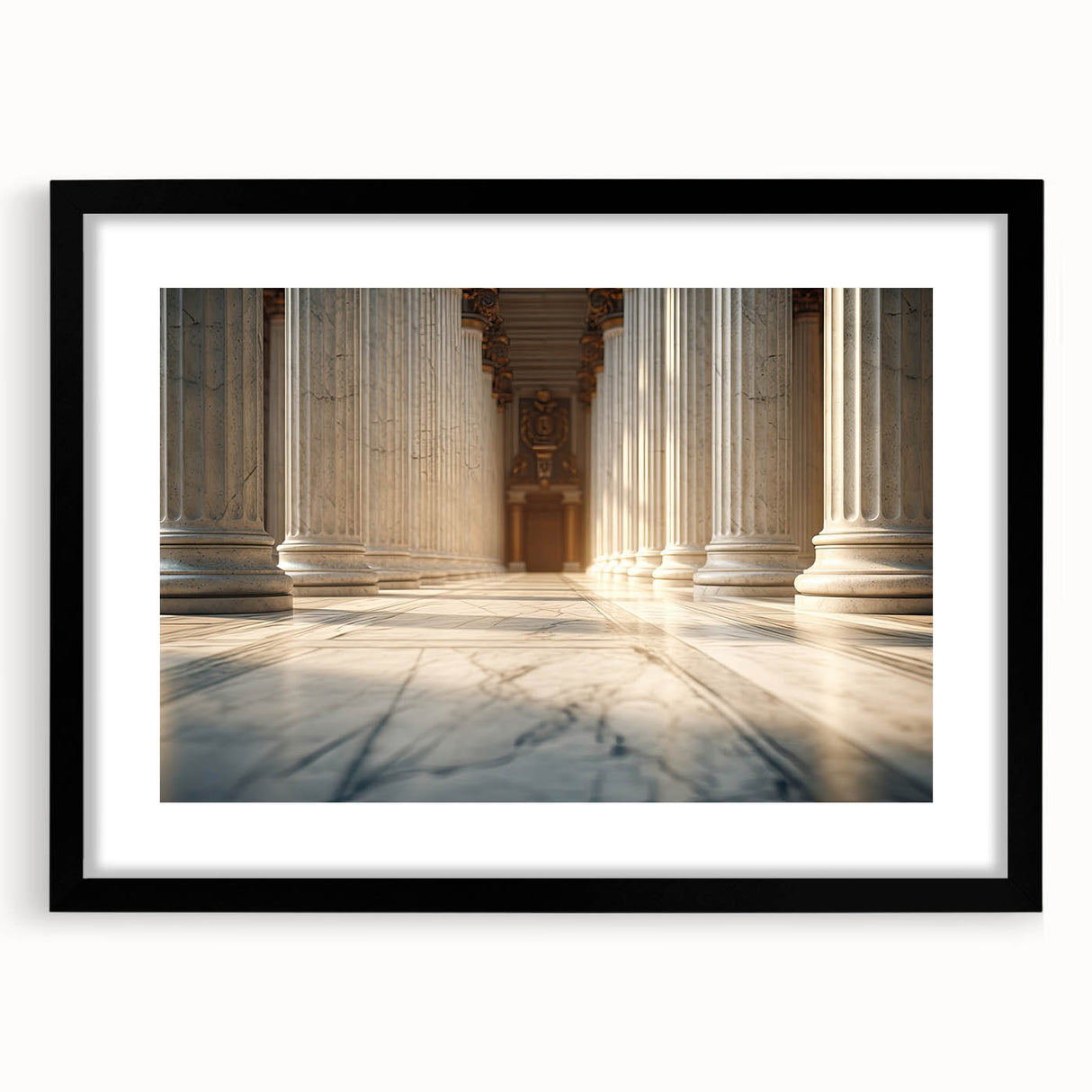 Extra large abstract art print featuring colorful, textured columns on a black framed canvas, ideal for living room decor.