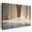 Stretched canvas featuring a series of classical architectural columns in grayscale, ideal for kitchen wall art.