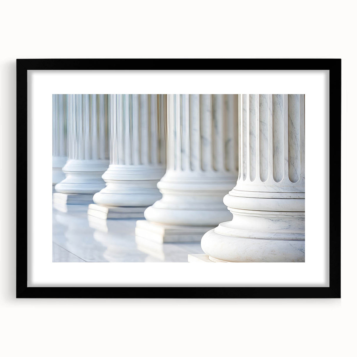 Extra large abstract art print featuring colorful, textured columns, framed in black, ideal for living room decor.