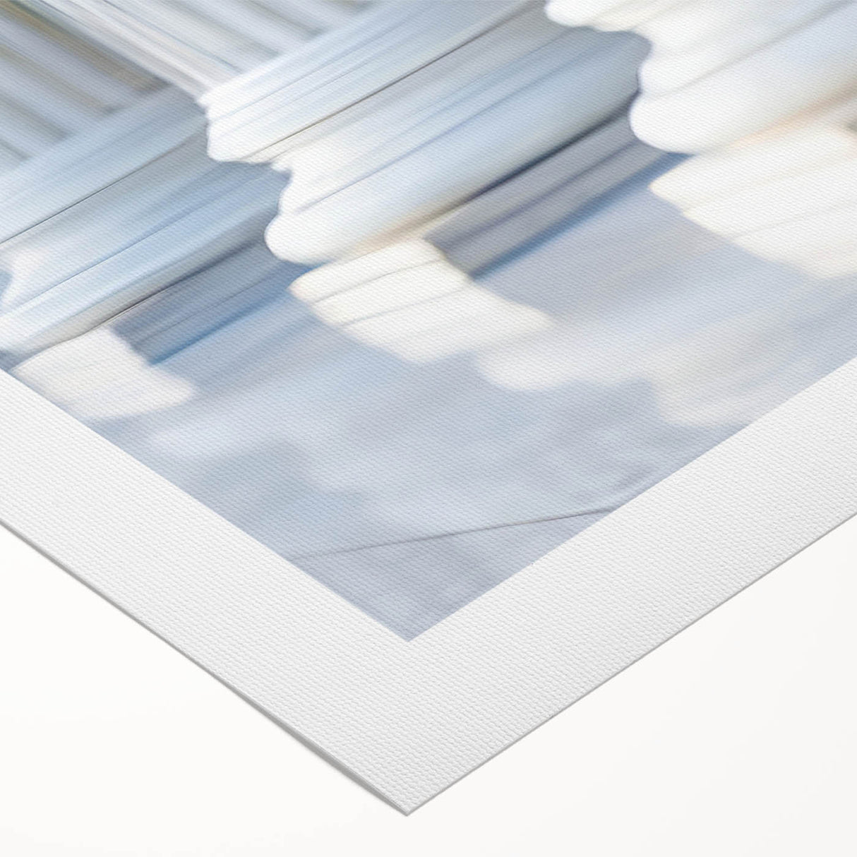 Art deco poster featuring symmetrical column designs in black and white on rolled canvas, suitable for dining room decor.