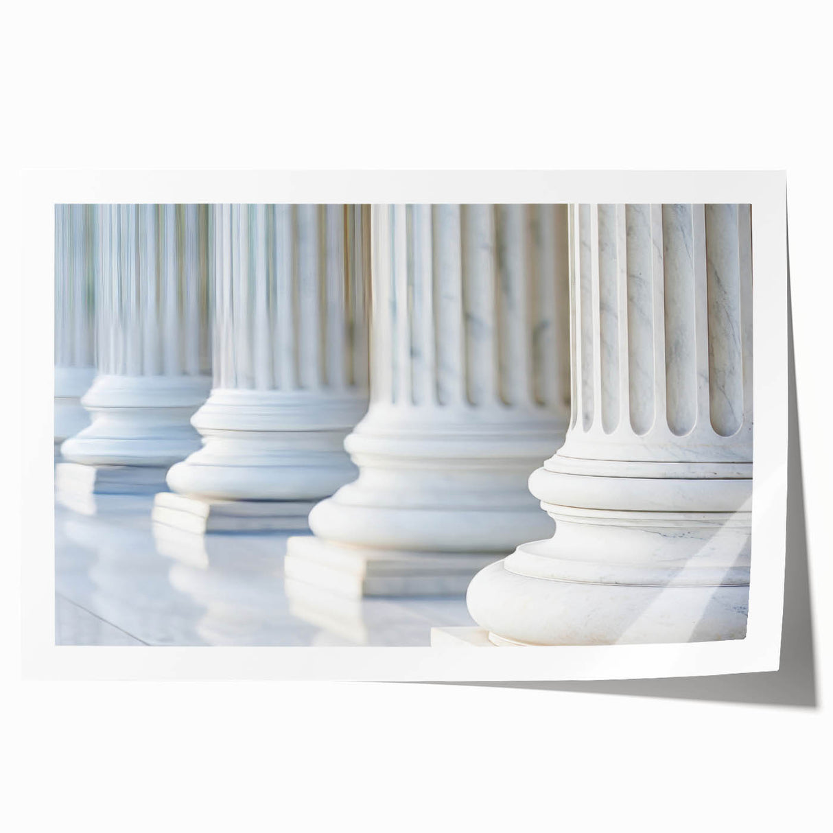 Extra large rolled print of a classical architecture design with detailed columns in monochrome.