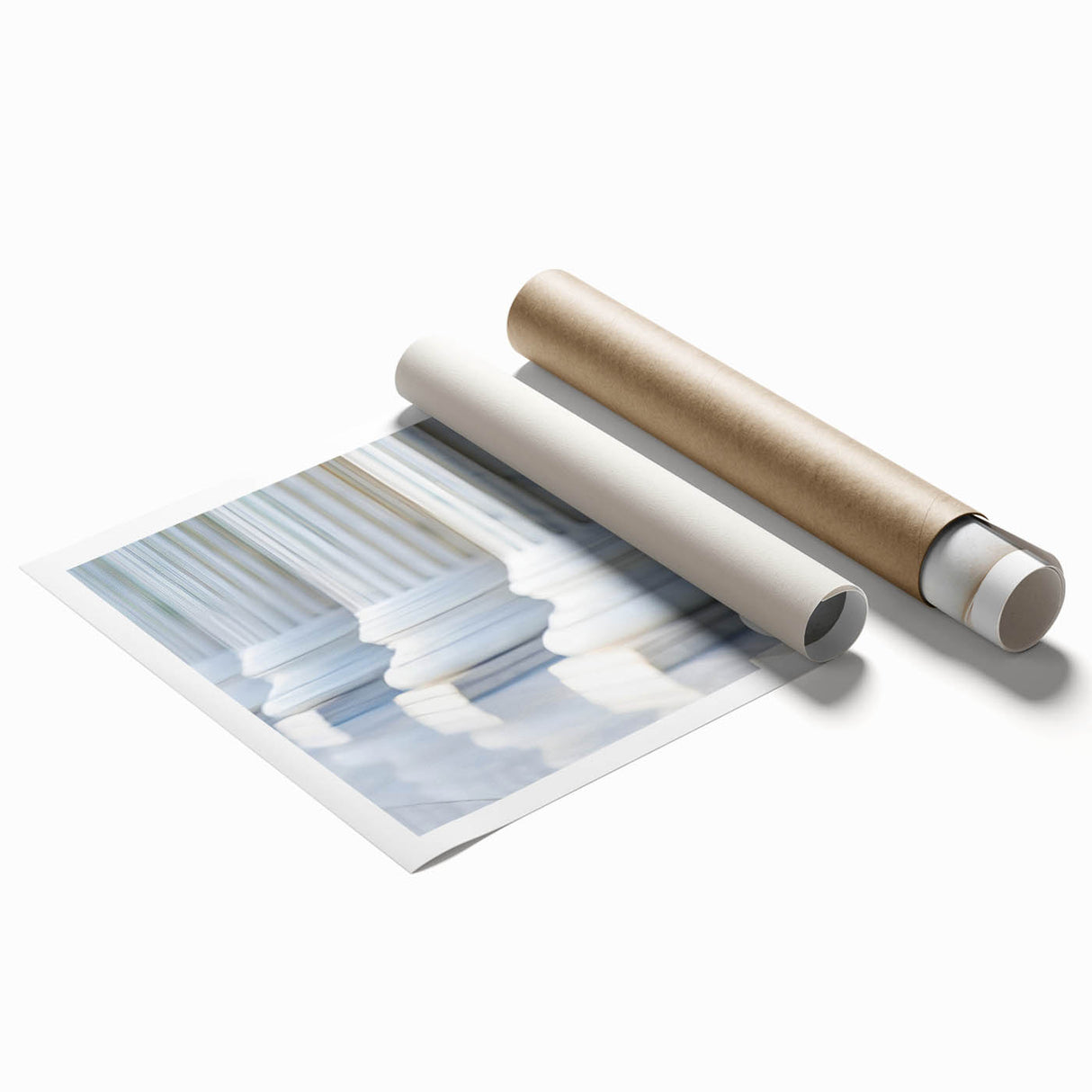 Extra large rolled print featuring a detailed floral design on classical architecture columns.