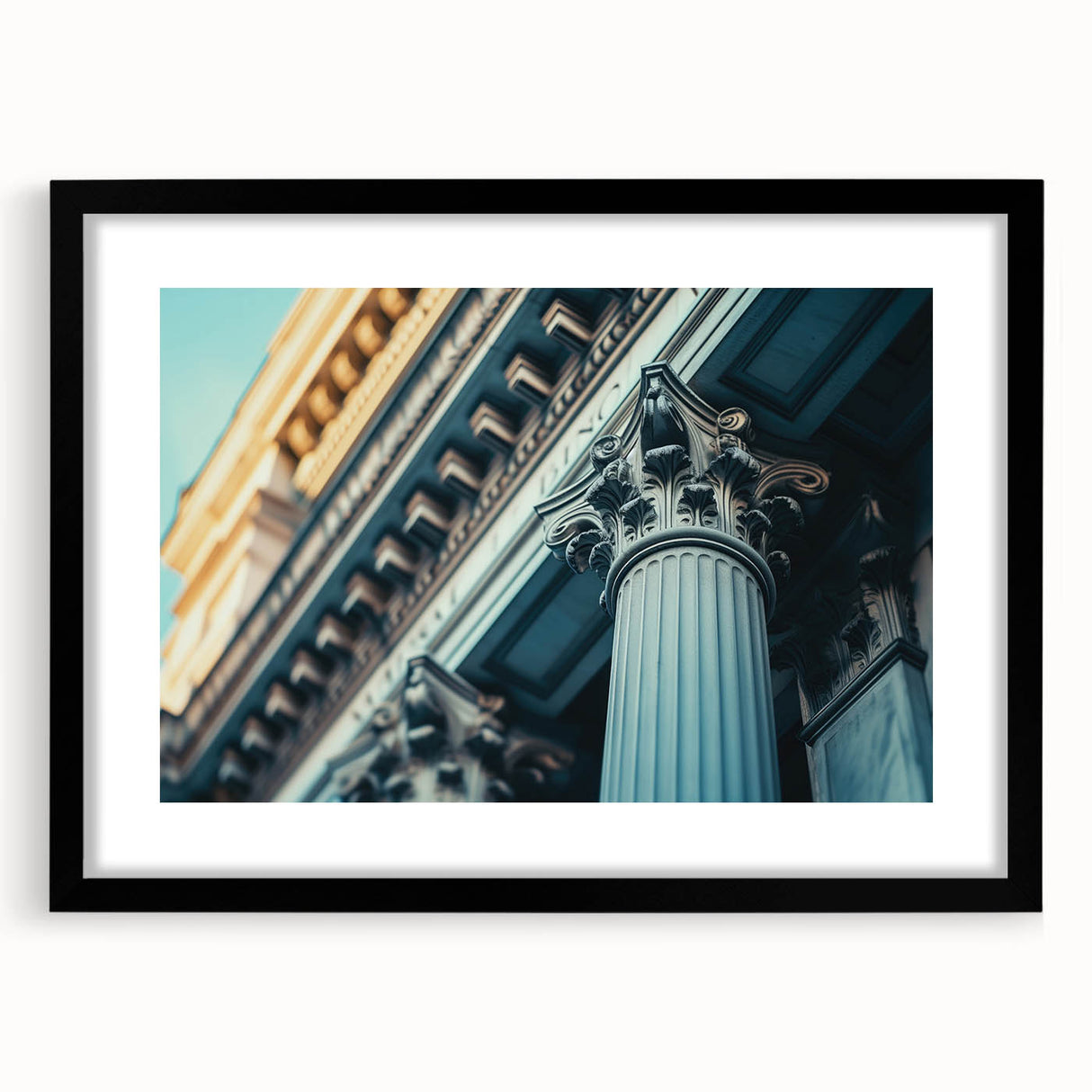 Abstract art print featuring colorful, textured columns on a large canvas, suited for living room decor.