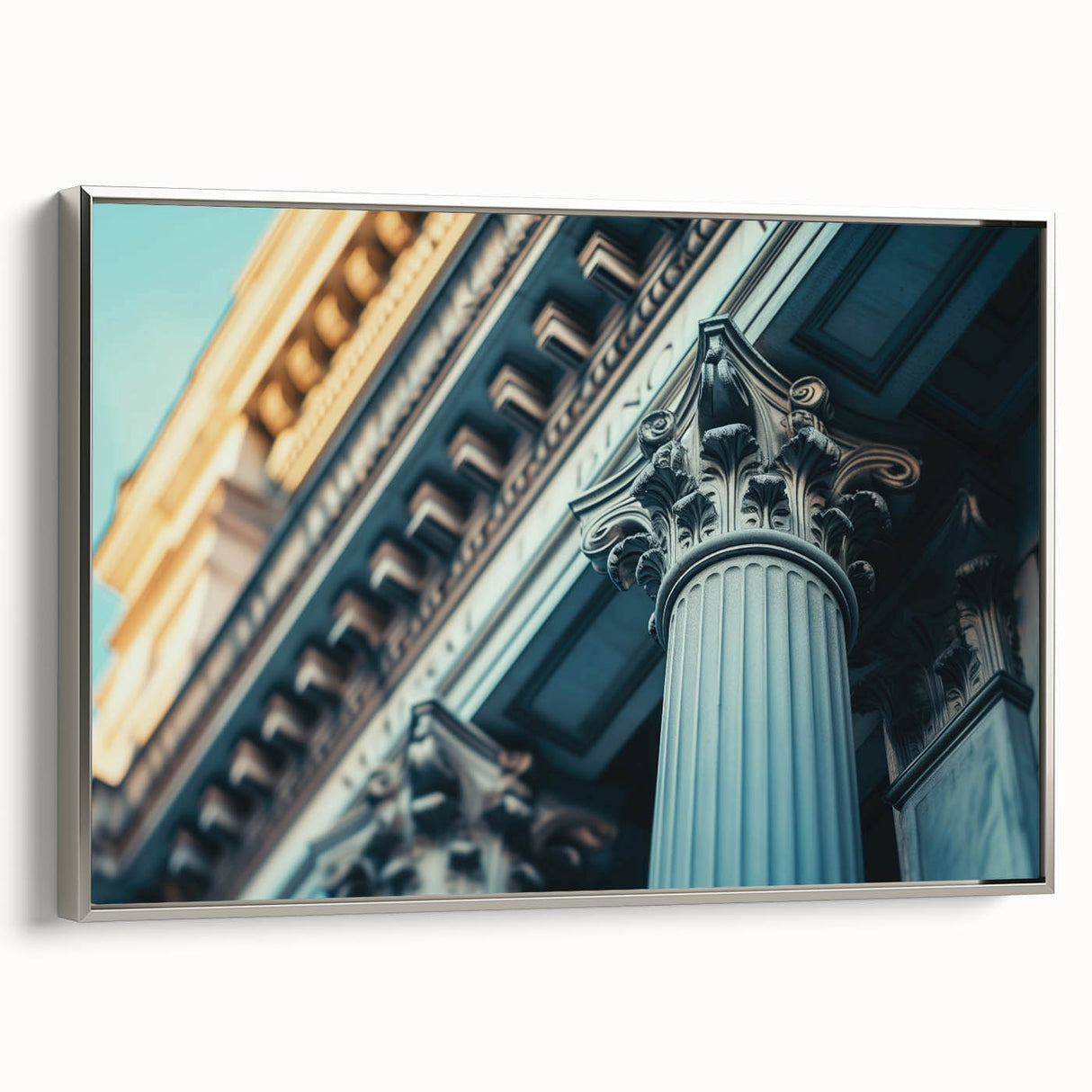 Framed canvas featuring a vintage poster of colorful landscape art paintings, ideal for adding a classical touch to any room.