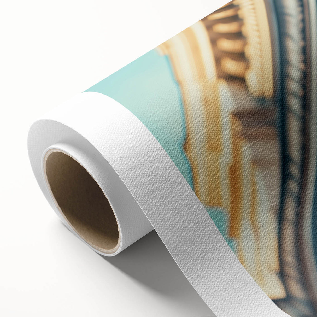 Art Deco poster featuring symmetrical columns in muted beige tones on rolled canvas, ideal for nursery wall art.