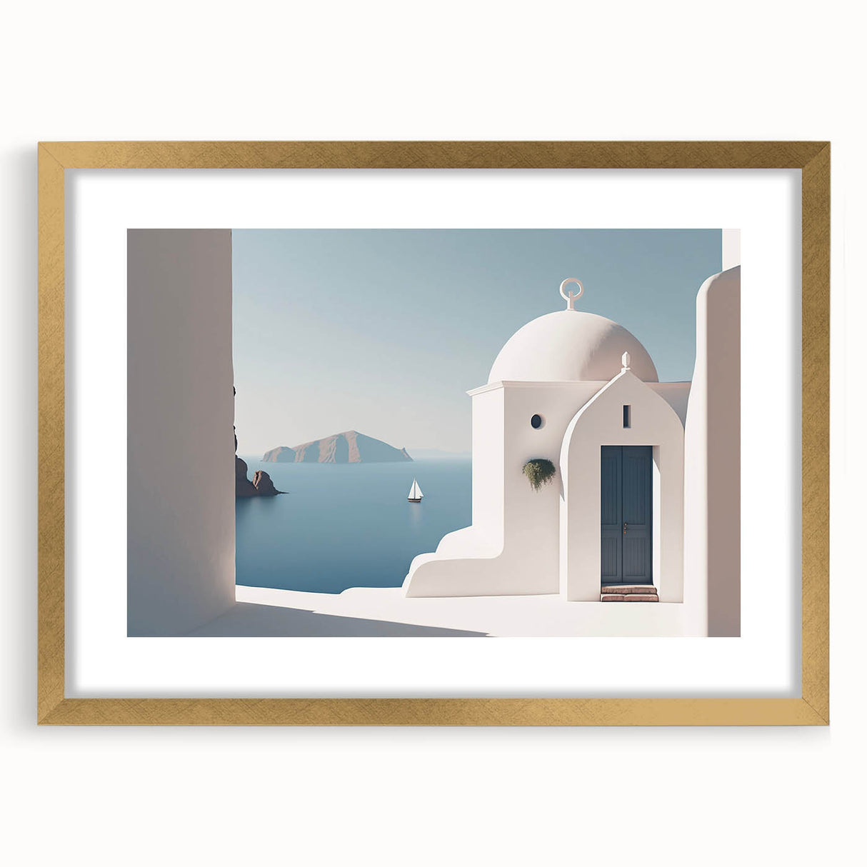 Extra large abstract art print featuring textured arches in muted gold and white tones on a framed canvas.