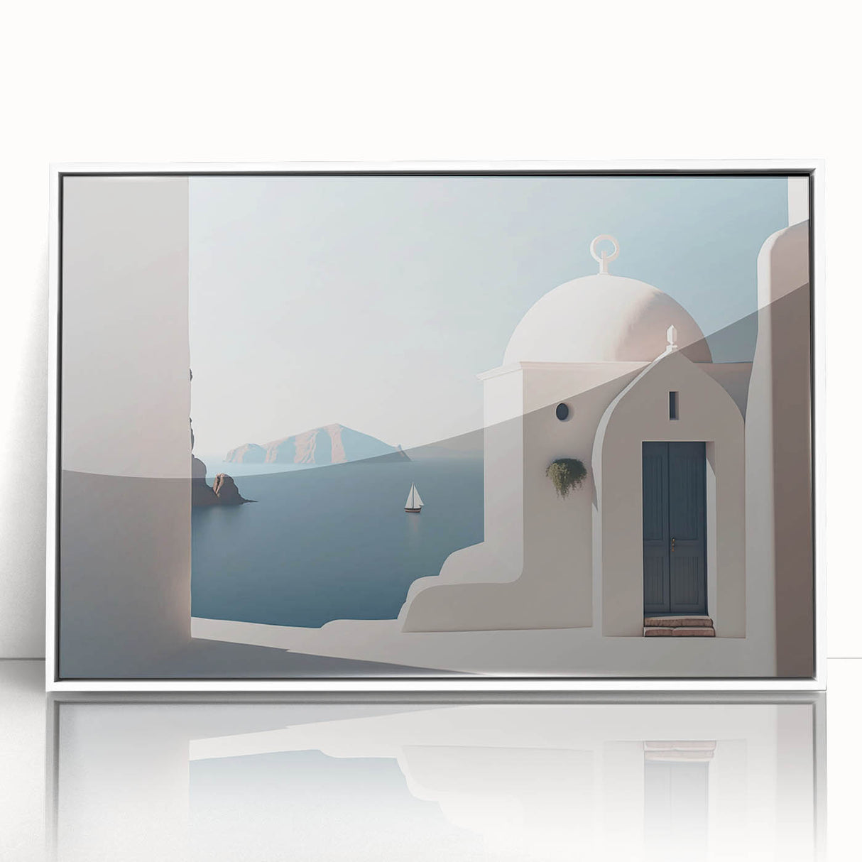 Art deco poster featuring symmetrical domes in muted gold and white tones, acrylic framed, ideal for nursery wall art.