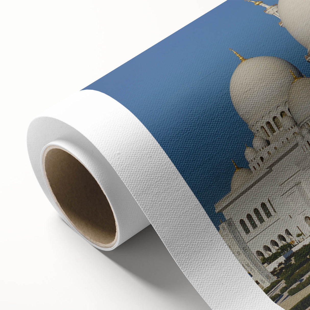 Art Deco poster featuring geometric shapes and soft pink and cream tones on rolled canvas, ideal for nursery wall art.