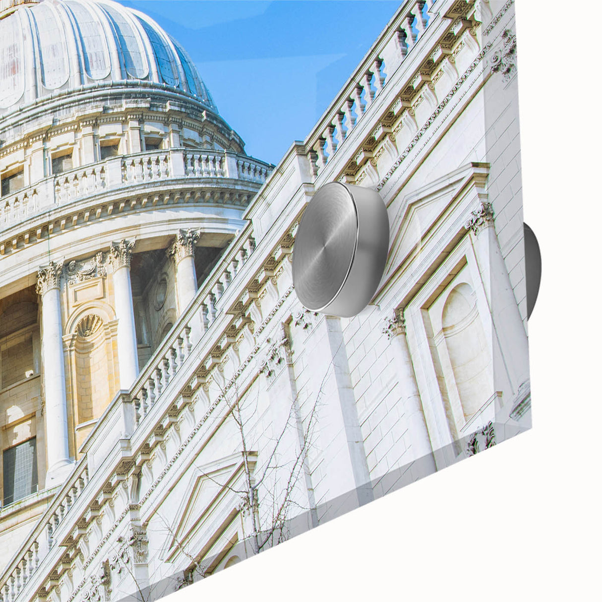 Mid-century modernist large abstract wall art of architectural domes in muted earth tones on acrylic glass.