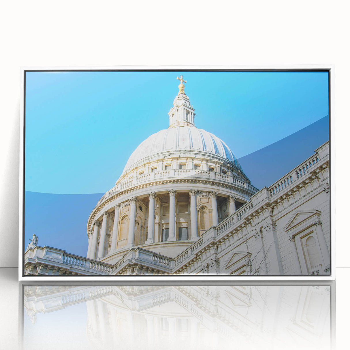 Art deco poster featuring symmetrical domes in muted gold and white on acrylic, ideal for nursery wall decor.