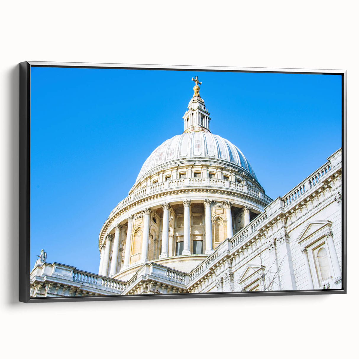 Black and white wall art featuring vintage poster art of architectural domes on framed canvas, suitable for bedroom decor.