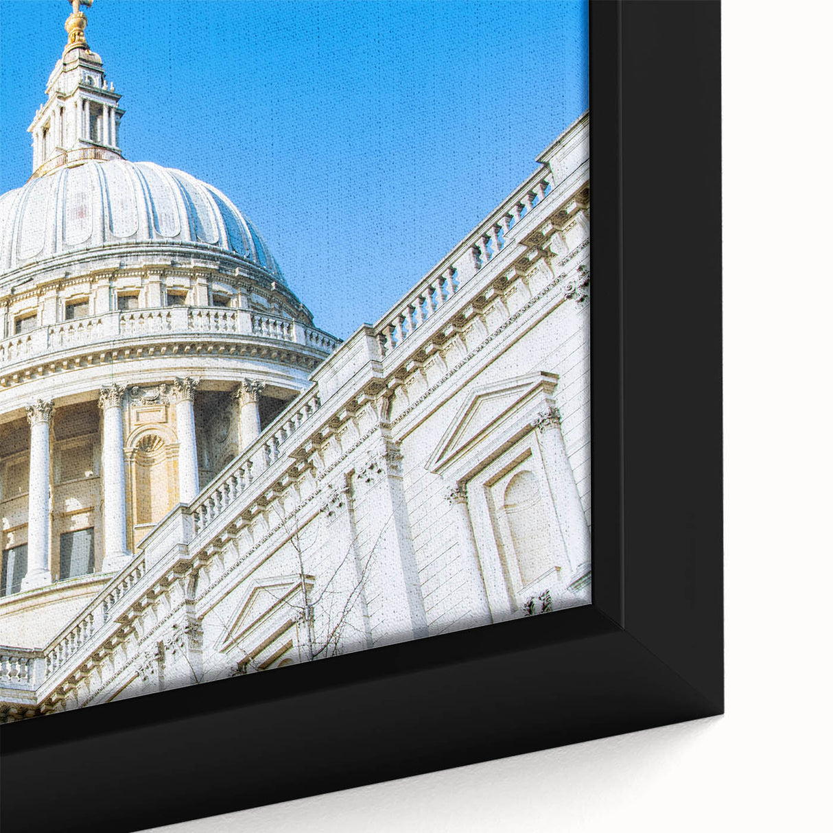 Close-up of a black wall art featuring colorful, textured domes on a framed canvas, ideal for living room decor.