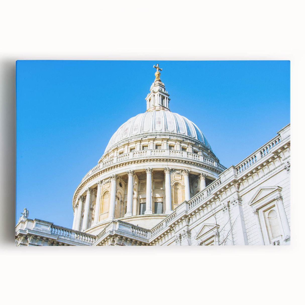 Black and white architectural dome design on stretched canvas, ideal for kitchen wall art.