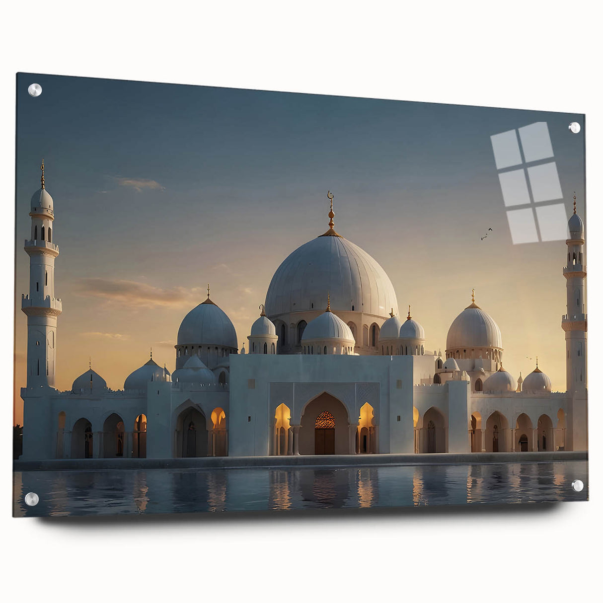 Large abstract wall art featuring architectural domes in muted grays on acrylic glass, ideal for dining room decor.