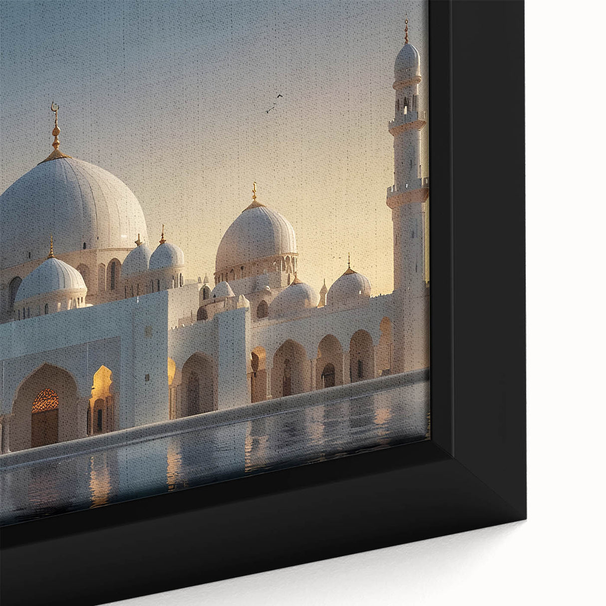 Close-up of black wall art featuring colorful, textured domes on a framed canvas, ideal for living room decor.