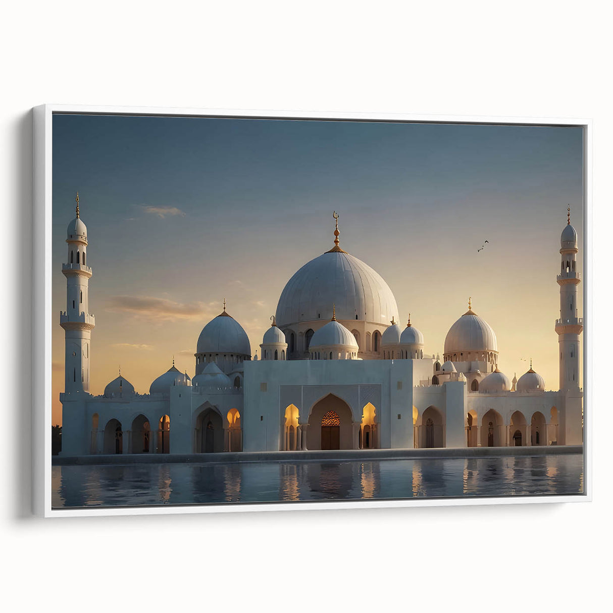 Vintage poster art of colorful architecture domes on a large framed canvas, ideal for living room decor.