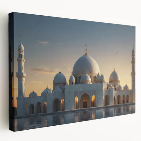 Side view of a stretched canvas featuring a series of architectural domes in monochrome, ideal for kitchen wall art.