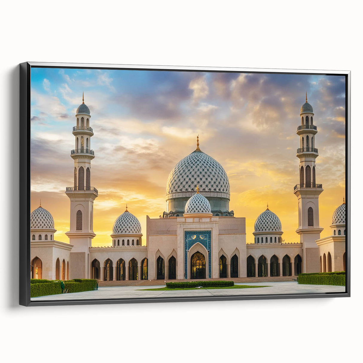 Black and white vintage poster art of architectural domes on framed canvas, suitable for bedroom wall decor.