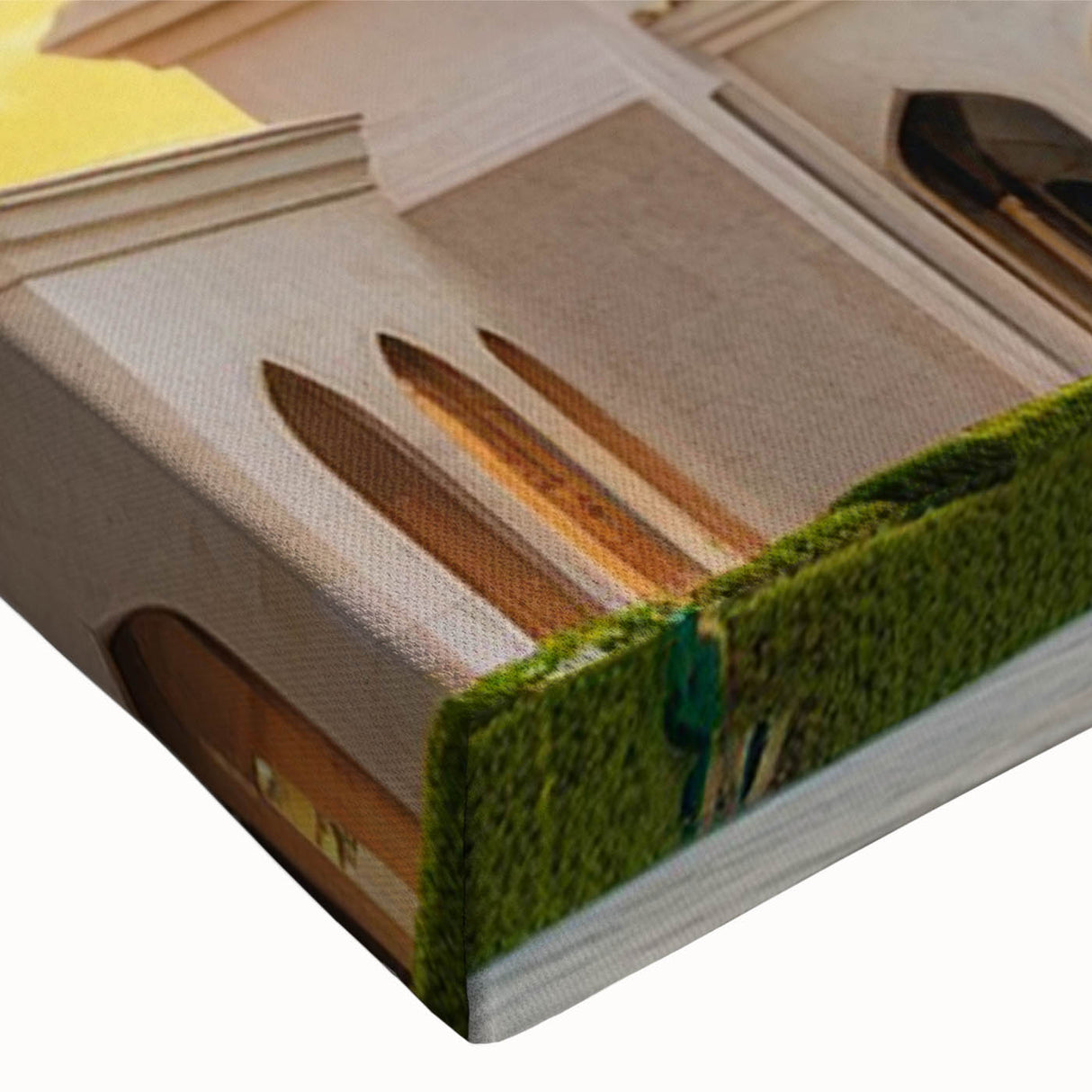 Black and white landscape art painting of architectural domes on stretched canvas, suitable for bedroom wall decor.