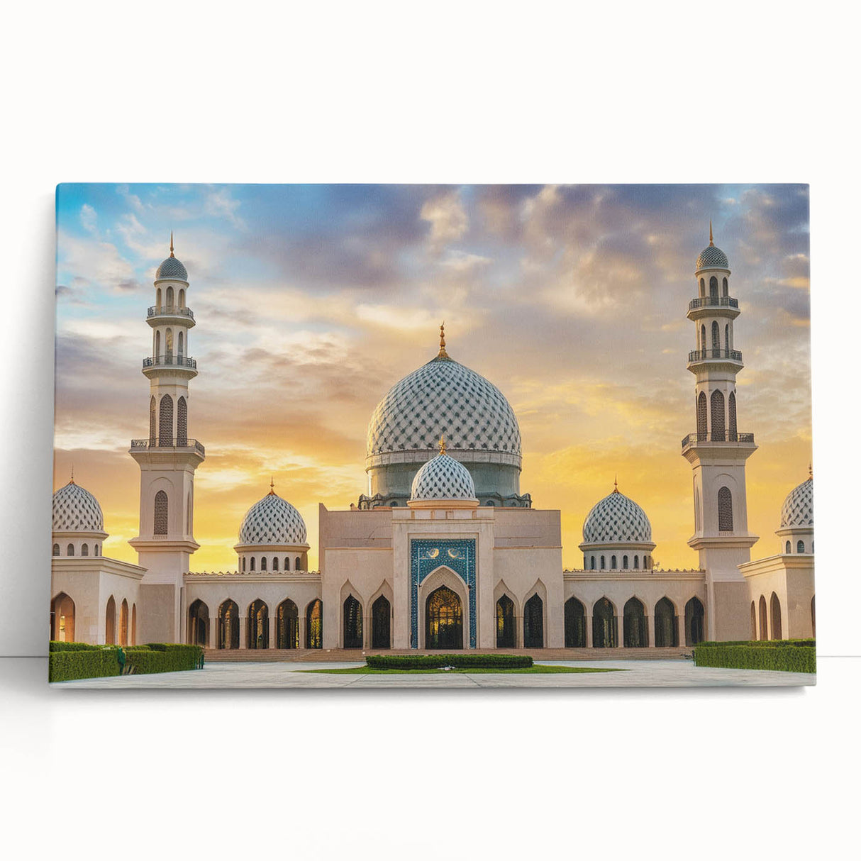 Large black and white photo of architectural domes on stretched canvas, ideal for kitchen wall art.