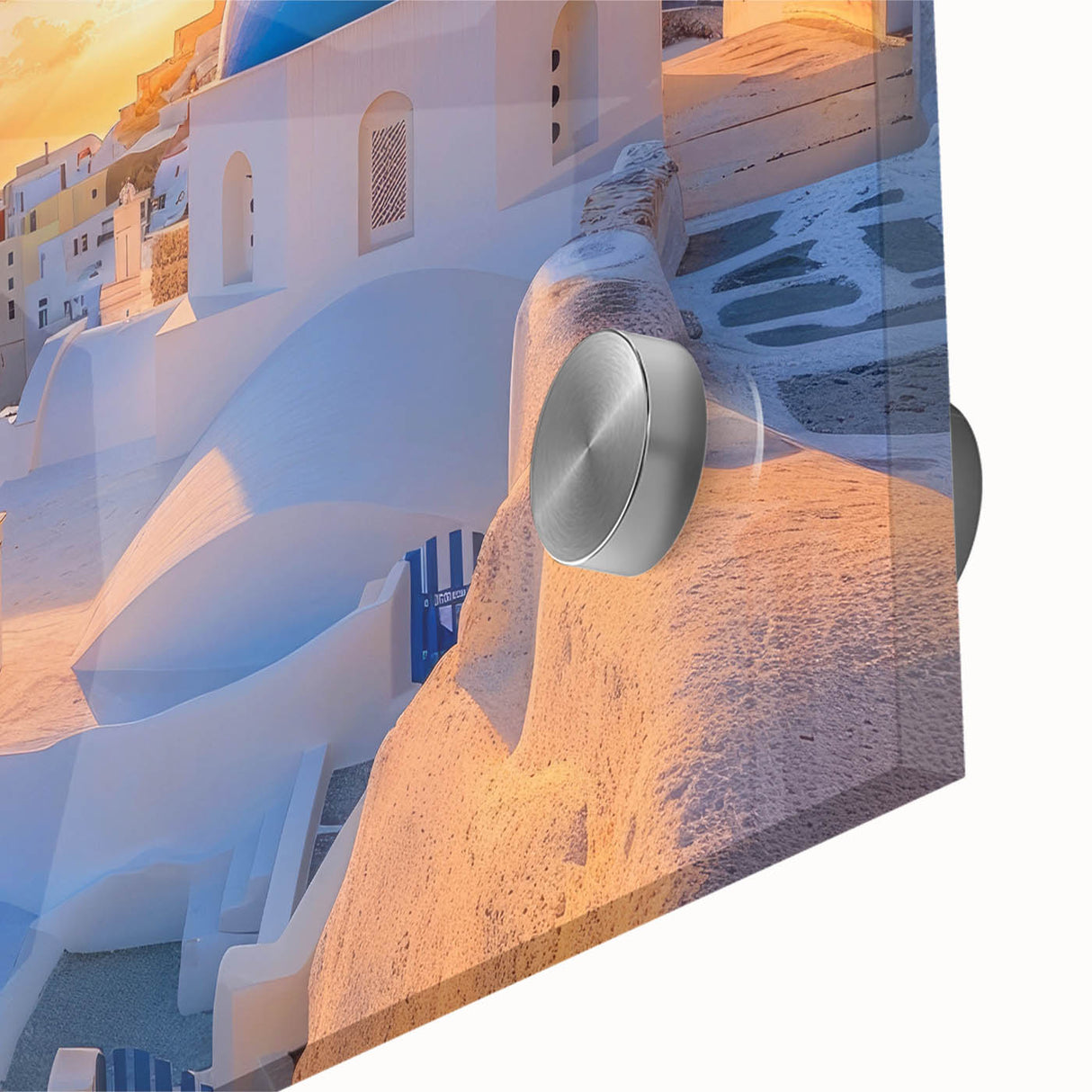 Mid-century modernist large abstract wall art featuring overlapping domes in muted earth tones on acrylic glass.