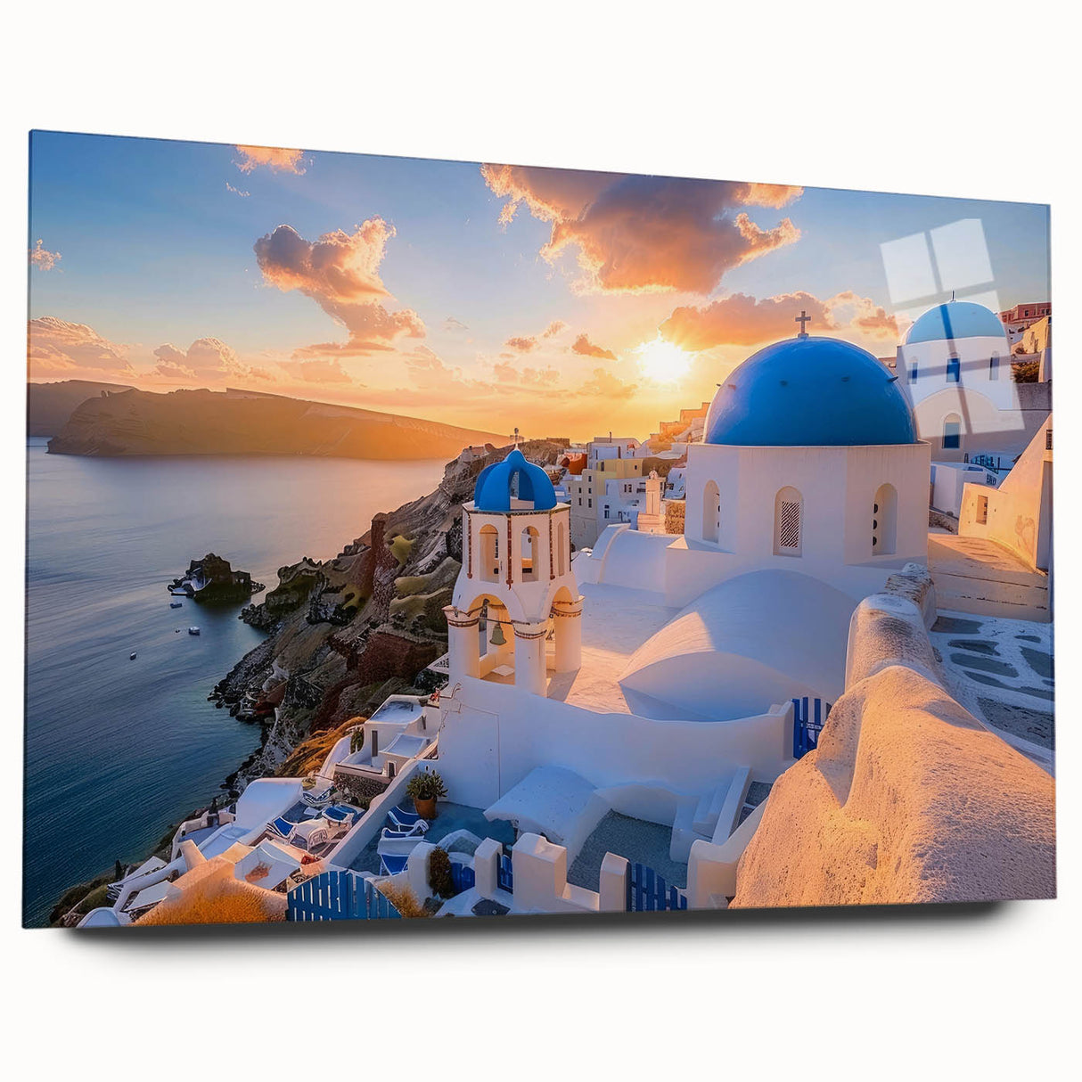 Large abstract wall art of architectural domes in muted gray tones on acrylic glass.