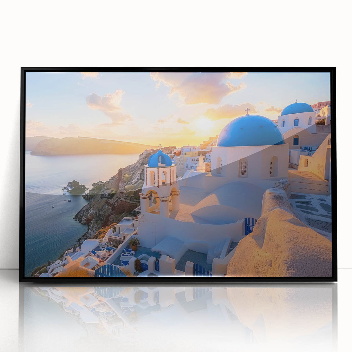 Large abstract wall art featuring black and white domes in a mid-century modernist style on framed acrylic.