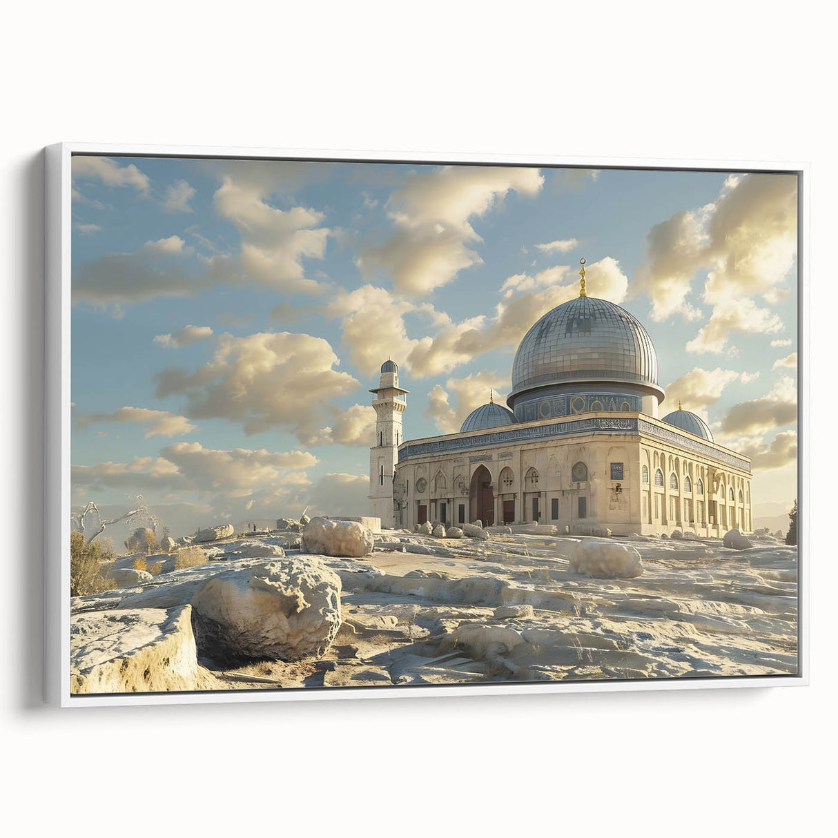 Vintage poster art of architectural domes in a colorful array, framed canvas, ideal for living room decor.