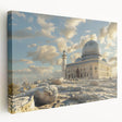 Large stretched canvas featuring a detailed architectural design of domes in muted beige and white tones.