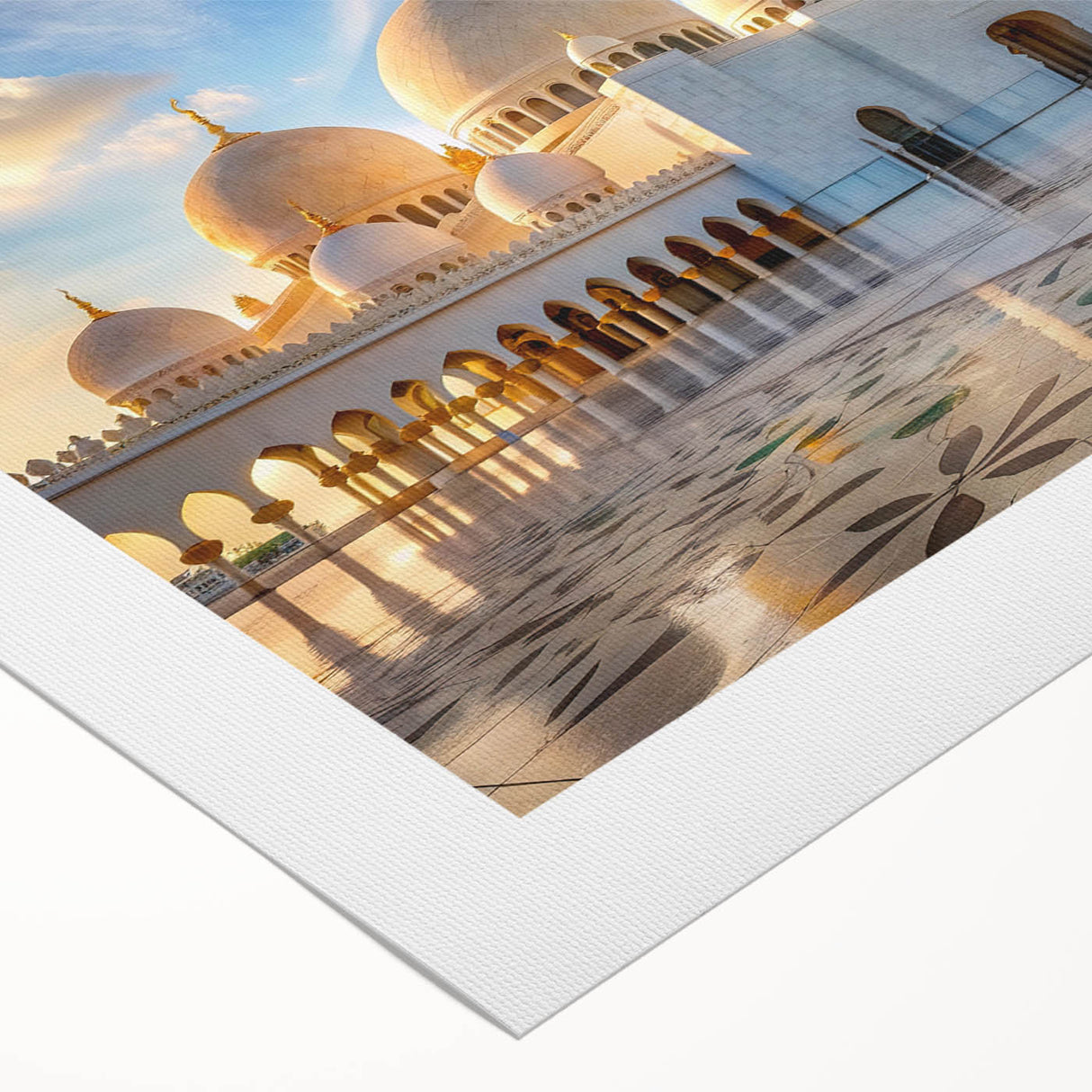 Art deco poster featuring symmetrical architectural domes in subdued beige and cream, printed on rolled canvas.