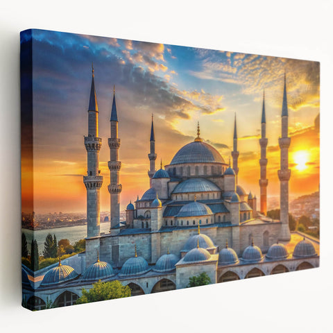 Large canvas featuring a series of architectural domes in muted earth tones, ideal for kitchen wall art.