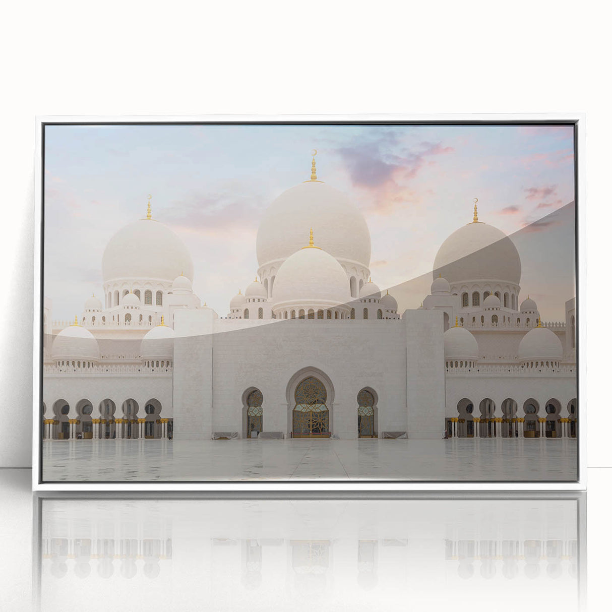 Art deco poster featuring symmetrical dome architecture in muted gray tones, framed acrylic, ideal for nursery wall art.