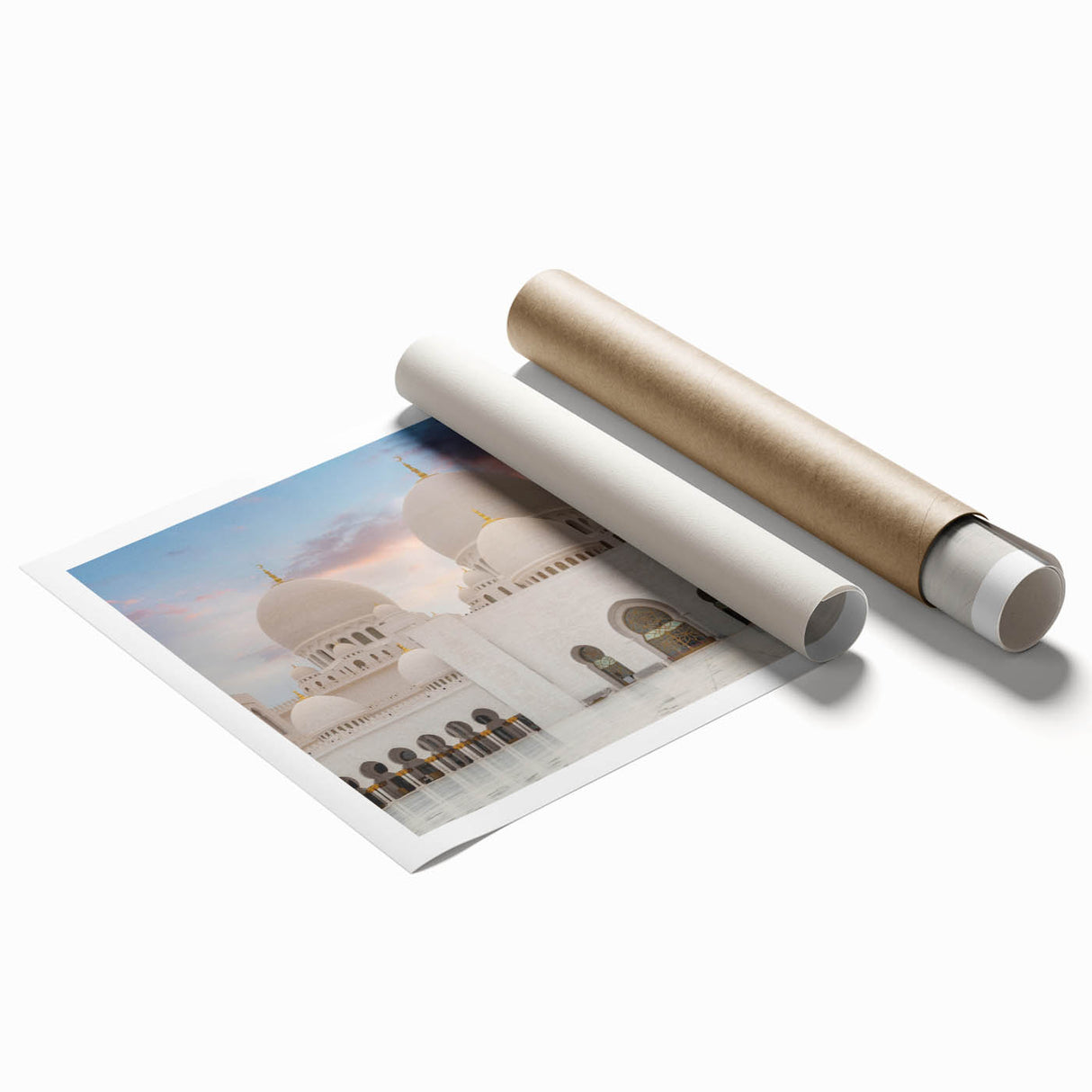 Extra large rolled print of architectural domes in muted gray, ideal for classy bathroom wall art.