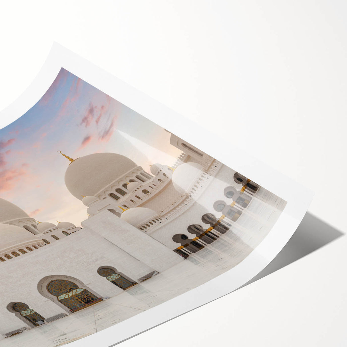 Extra large wall art featuring line art flowers and architectural domes in black and white.