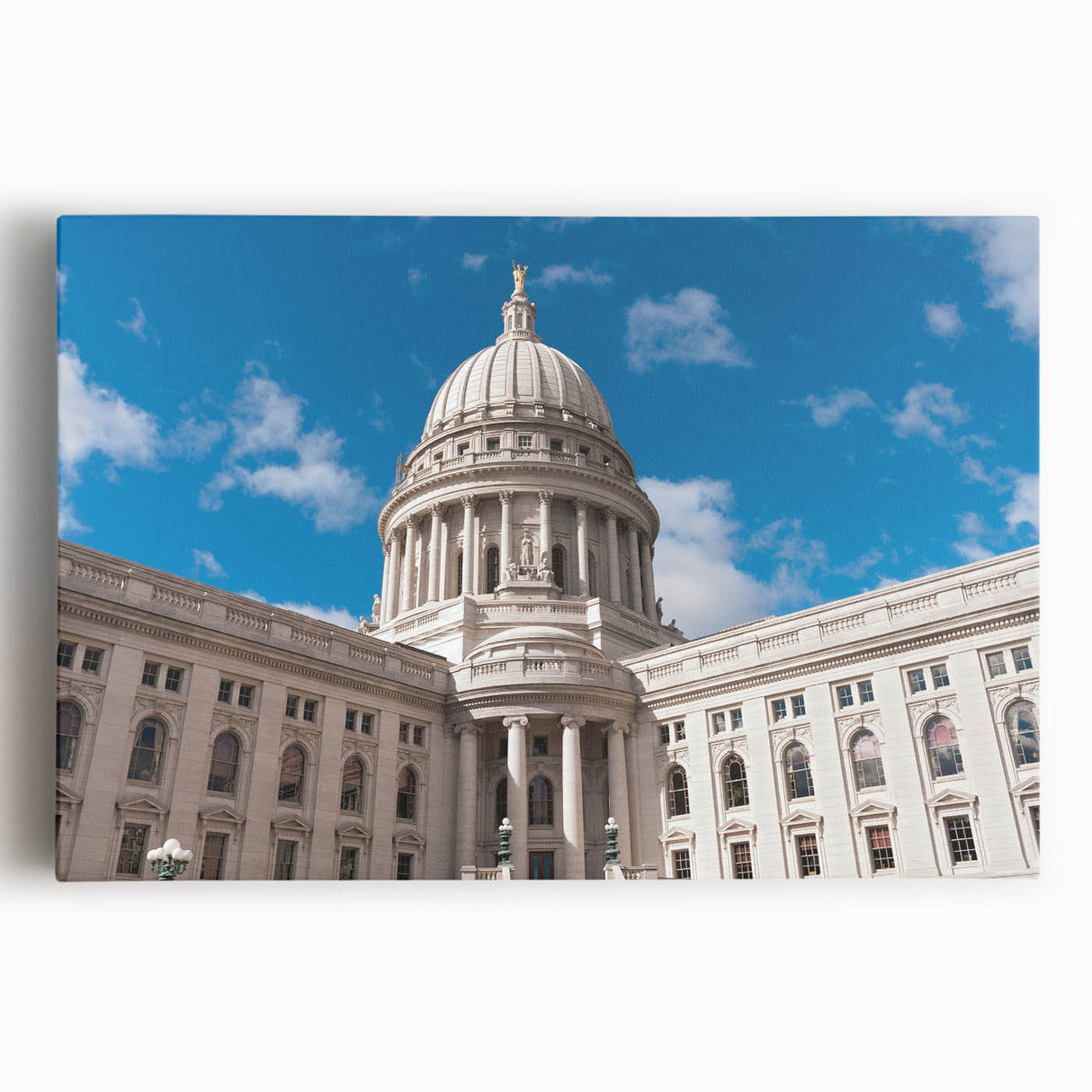 Black and white stretched canvas of architectural domes, ideal for kitchen wall art.