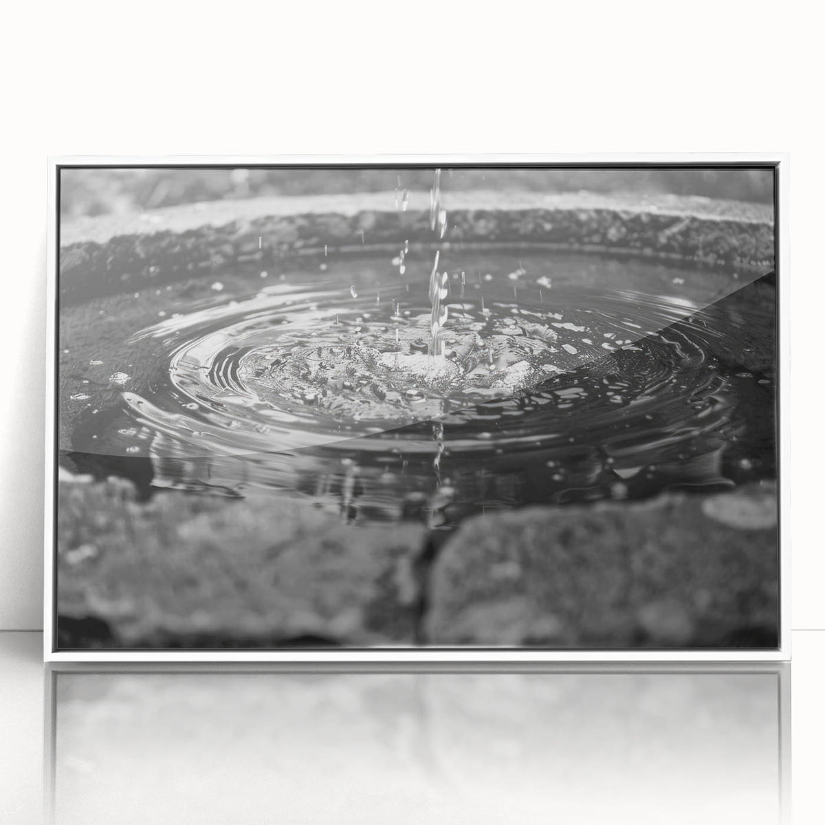 Art Deco poster featuring a white fountain design on a framed acrylic, ideal for nursery wall art.