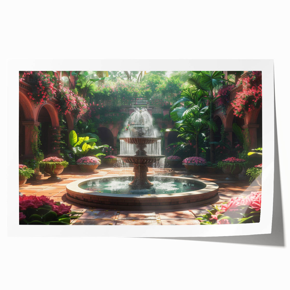 Extra large rolled print featuring a detailed floral design in muted earth tones, suitable for dining room or bathroom walls.