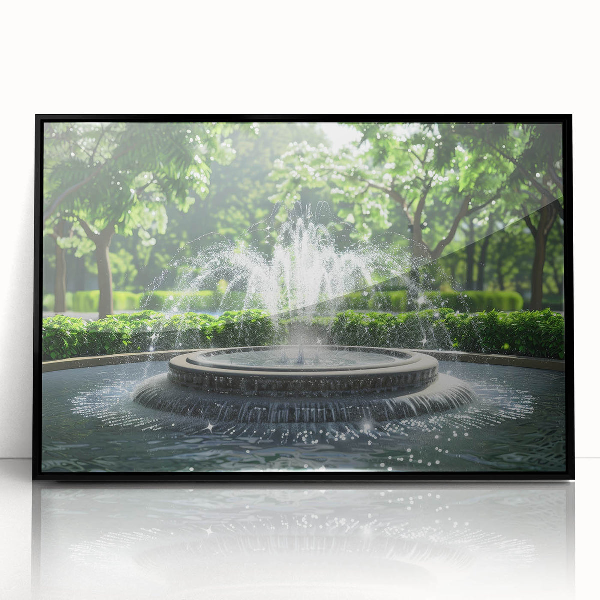 Large abstract wall art featuring a mid-century modernist design in black and white on a framed acrylic.