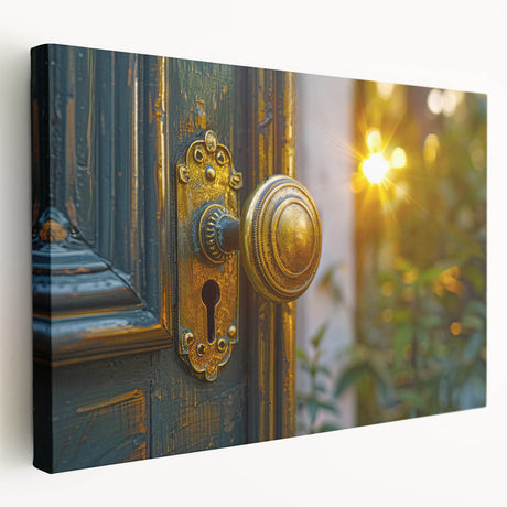 Large stretched canvas featuring a detailed architectural hardware design in monochrome, ideal for kitchen wall art.