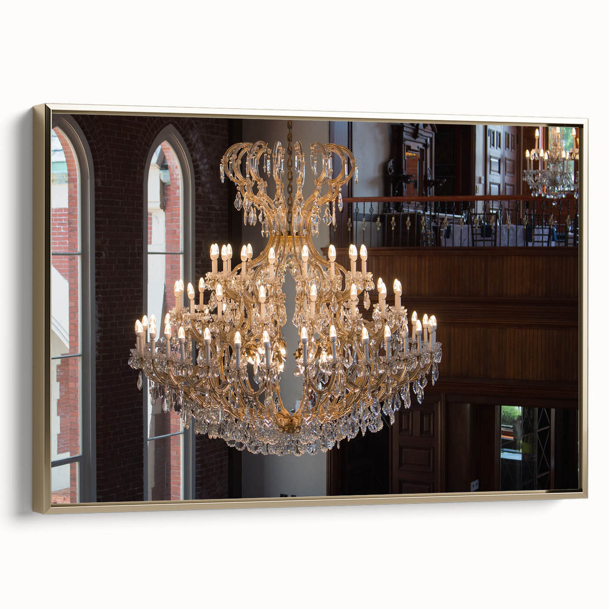 Landscape art painting of a city architecture in colorful hues on a framed canvas, ideal for office decor.