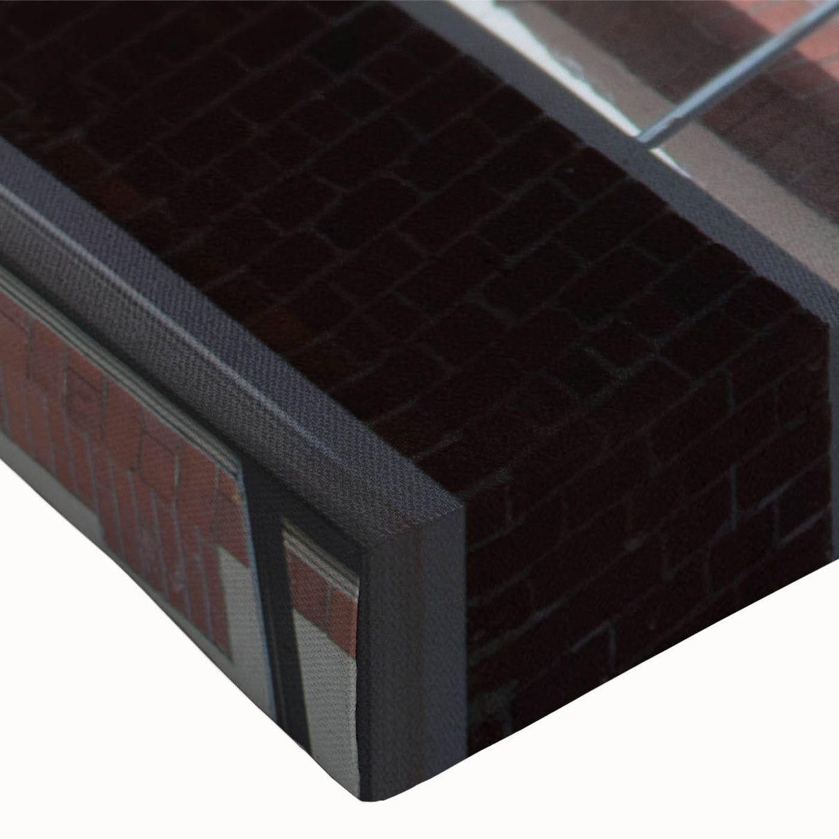 Large black and white landscape art painting on stretched canvas, featuring architectural designs.