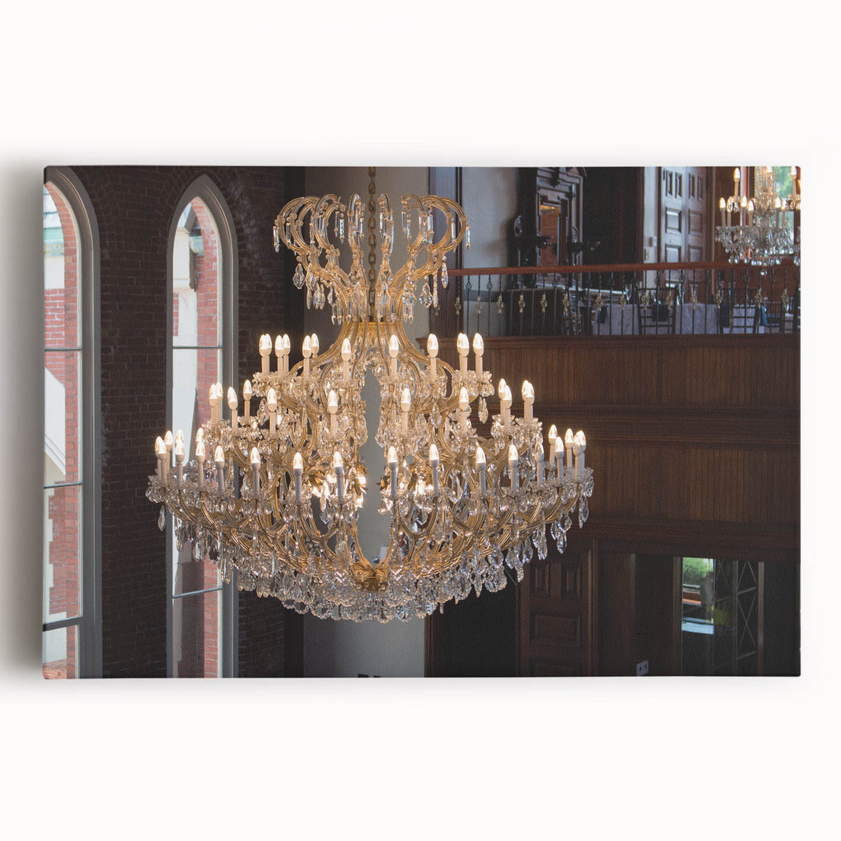 Large black and white architectural sketch on stretched canvas, suitable for kitchen wall art.