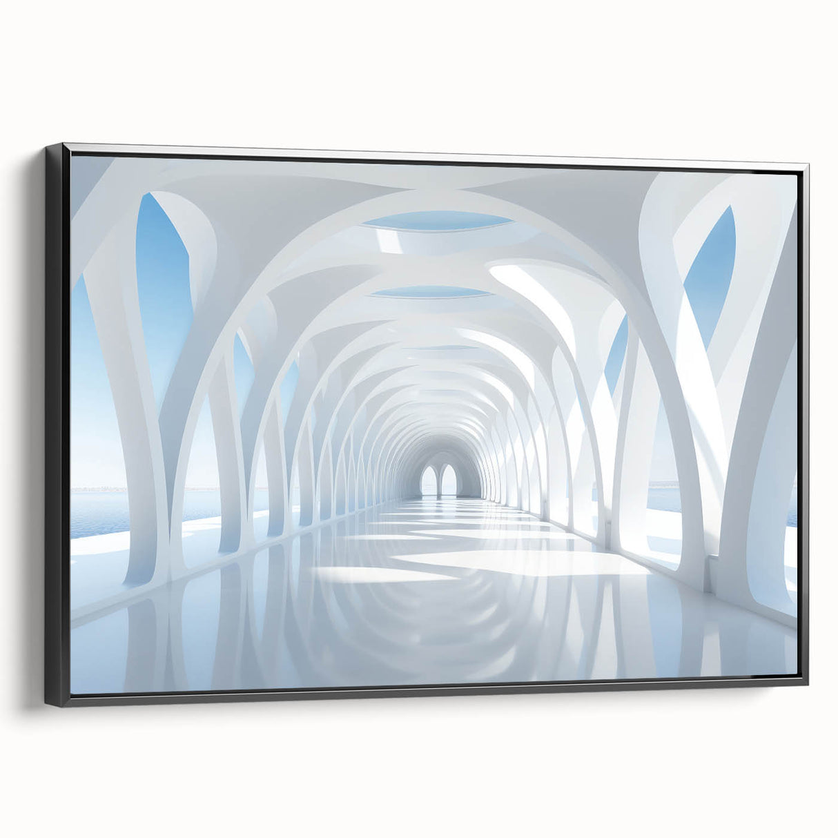 Black and white landscape art painting on framed canvas, featuring a vintage poster style, ideal for bedroom wall decor.