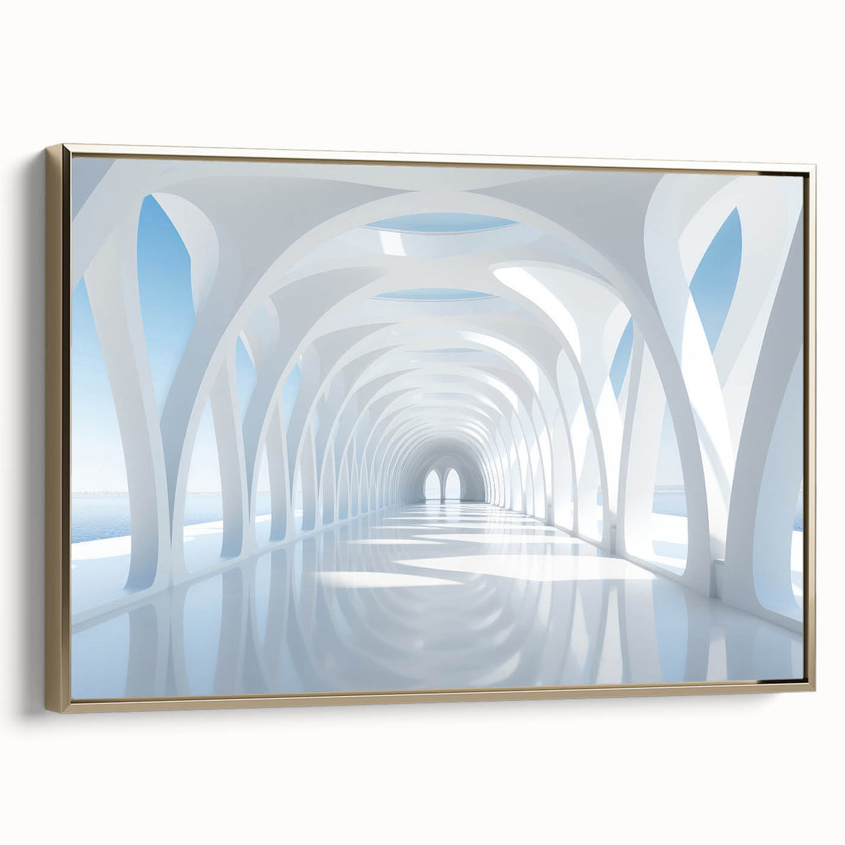 Vintage poster art of a black and gold landscape painting on framed canvas, ideal for bedroom wall decor.